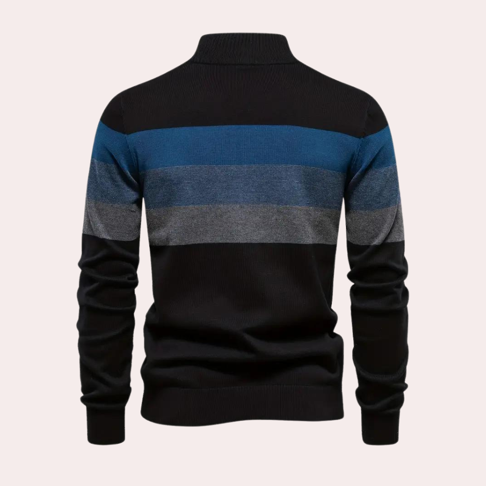 Renate - Lichte color block herensweater met rits voor de zomer