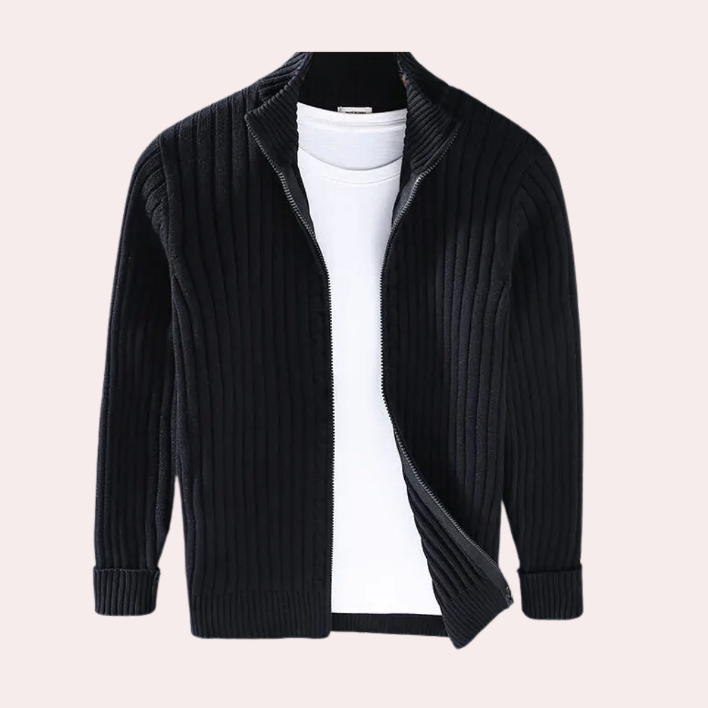 Janusz - Casual luxe gebreid herencardigan met rits voor de zomer
