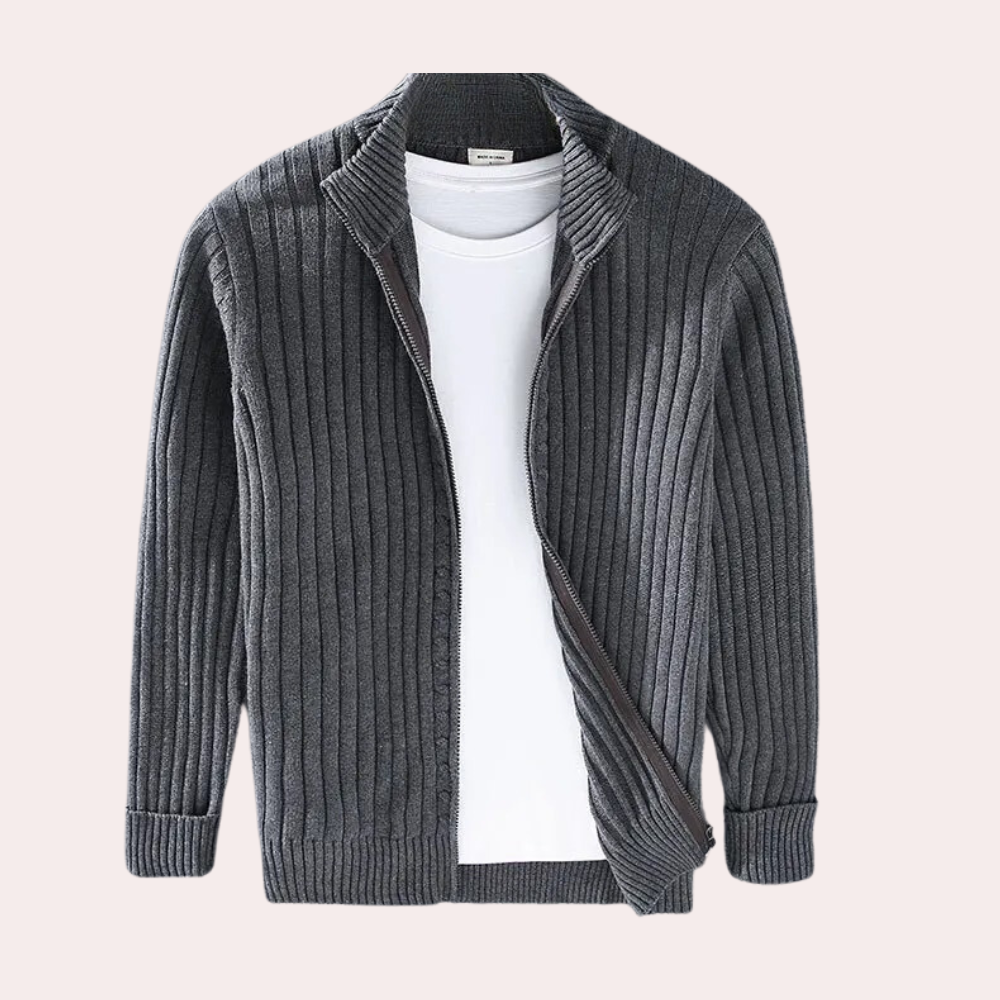 Janusz - Casual luxe gebreid herencardigan met rits voor de zomer