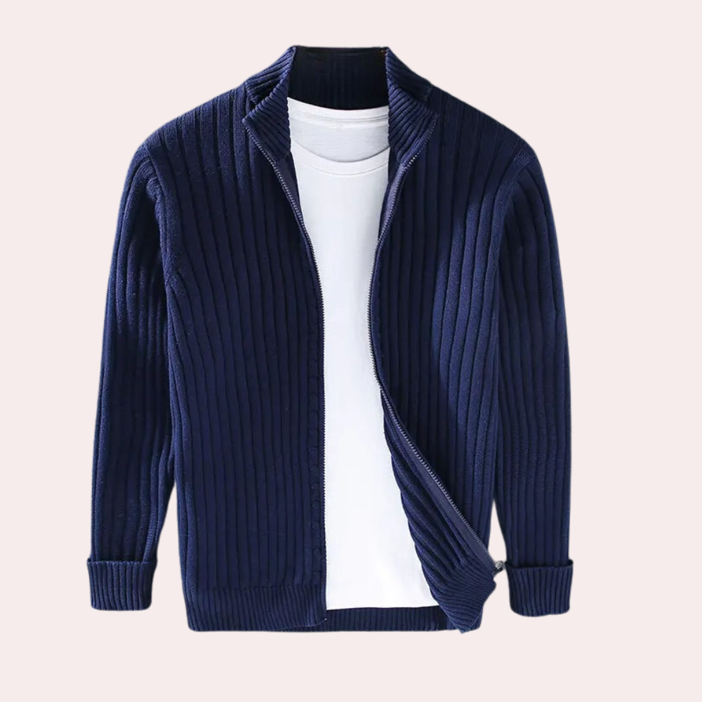 Janusz - Casual luxe gebreid herencardigan met rits voor de zomer