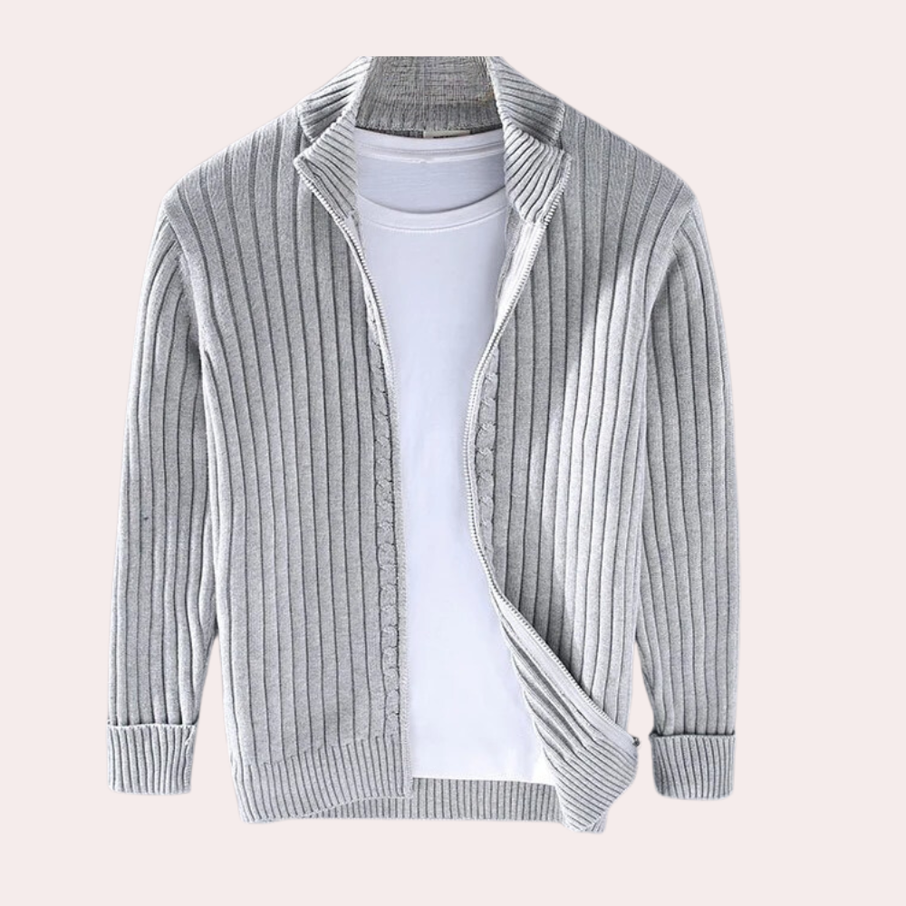 Janusz - Casual luxe gebreid herencardigan met rits voor de zomer