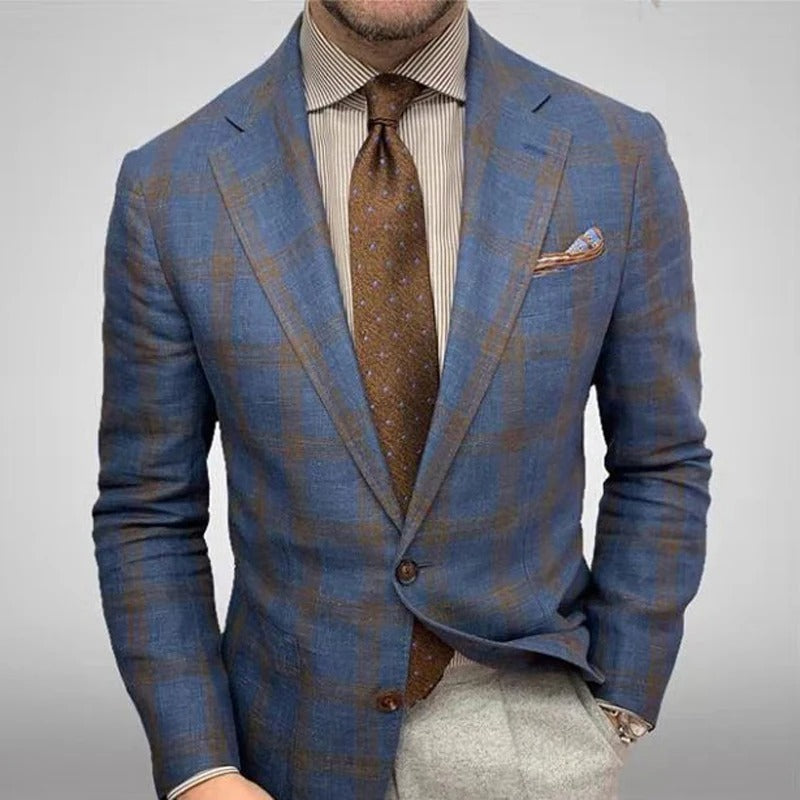 ZOLTAN - Luchtige geruite zomerblazer voor mannen