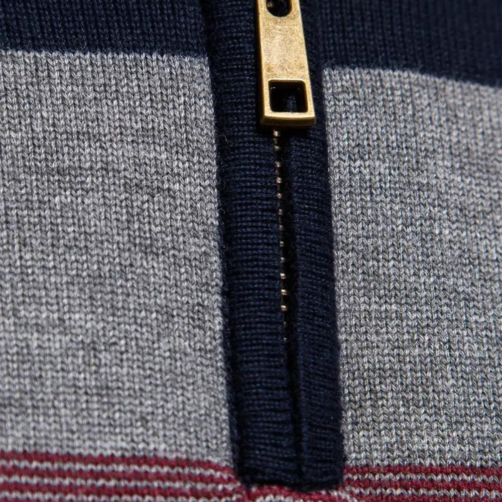 Renate - Lichte color block herensweater met rits voor de zomer