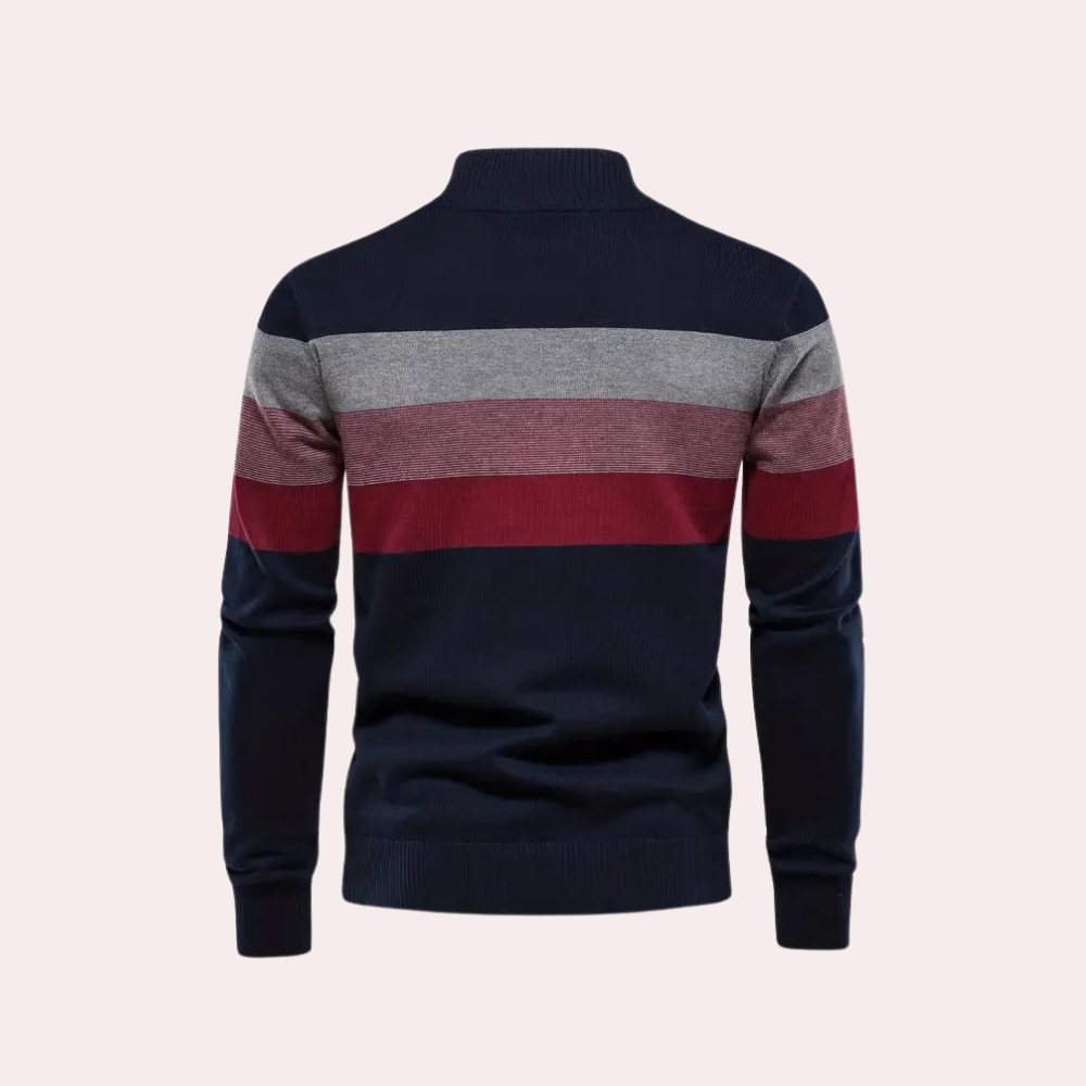 Renate - Lichte color block herensweater met rits voor de zomer